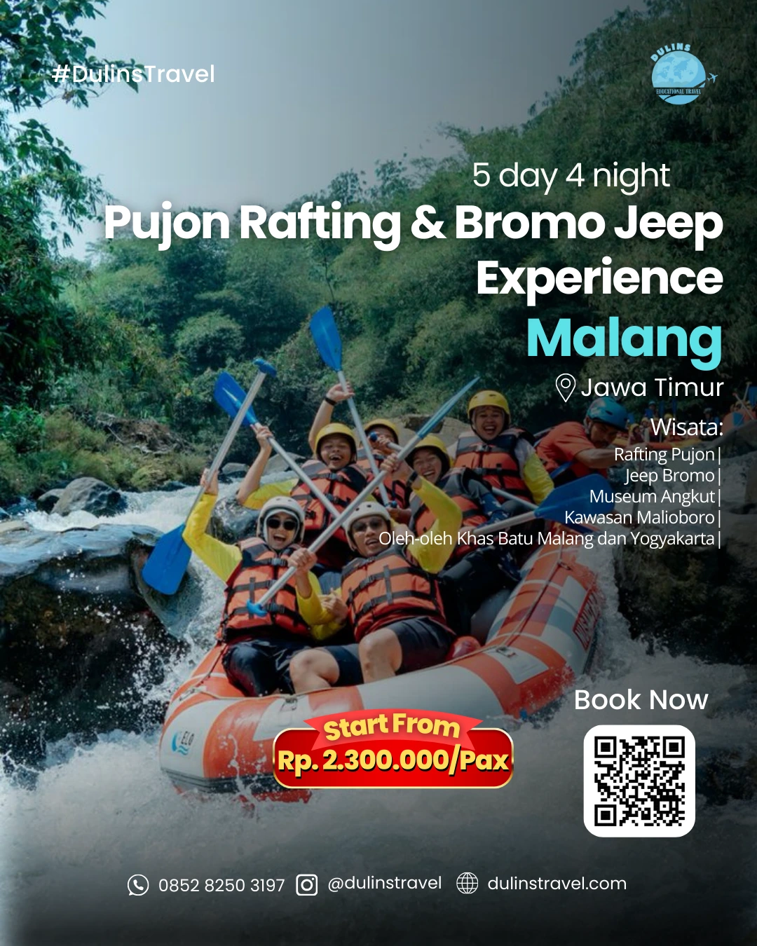 Promo Paket Wisata pujon Rafting Bromo Jeep Malang Dulins Travel